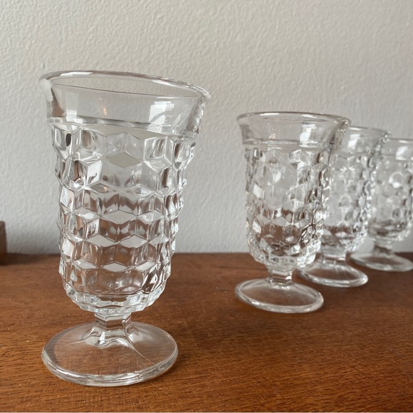 Vintage Fostoria American Footed drink glass set of 4 water wine juice cube - Picture 5 of 11